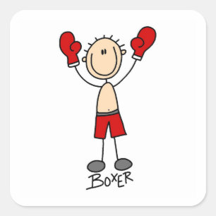 Pegatina Cuadrada Camisetas y regalos de boxeador con figuras de pal