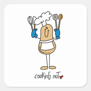 Pegatina Cuadrada Camisetas y regalos de Cooking Nut