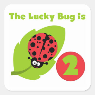 Pegatina Cuadrada Camisetas y regalos de cumpleaños de Lucky Bug