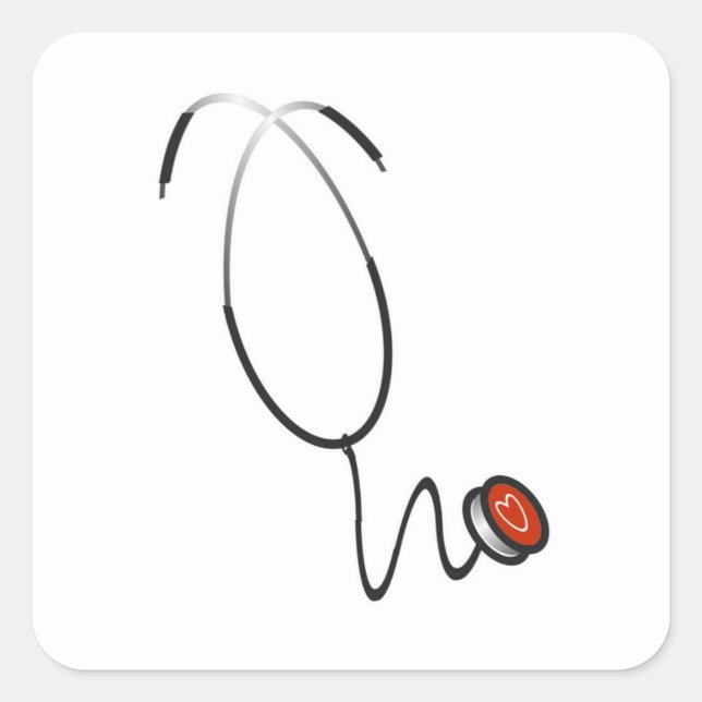 Pegatina Cuadrada Camisetas y regalos de estetioscopio (Anverso)