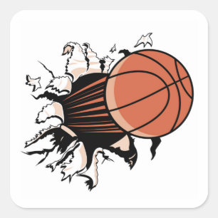 Pegatina Cuadrada Camisetas y regalos de la ráfaga de baloncesto