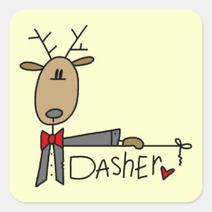 Pegatina Cuadrada Camisetas y regalos de Navidad del reno Dasher
