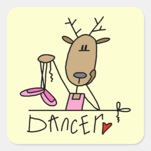 Pegatina Cuadrada Camisetas y regalos de renos bailarines