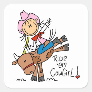 Pegatina Cuadrada Camisetas y regalos de Ride Em Cowgirl