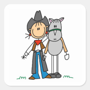 Pegatina Cuadrada Camisetas y regalos de vaquera con caballo