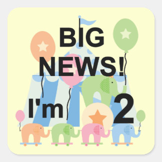 Pegatina Cuadrada Camisetas y regalos del 2º cumpleaños de Big News 