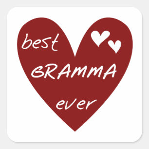 Pegatina Cuadrada Camisetas y regalos del mejor Gramma del corazón r