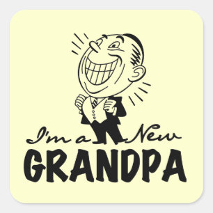 Pegatina Cuadrada Camisetas y regalos del nuevo abuelo sonriendo