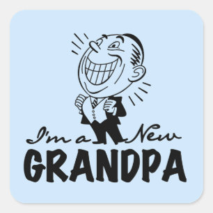 Pegatina Cuadrada Camisetas y regalos del nuevo abuelo sonriendo