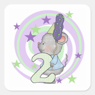 Pegatina Cuadrada Camisetas y regalos del segundo cumpleaños del rat