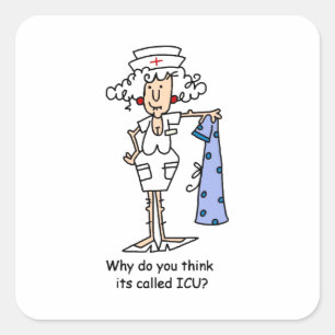 Pegatina Cuadrada Camisetas y regalos divertidos para enfermeras de 