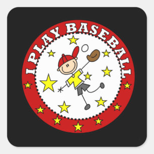 Pegatina Cuadrada Camisetas y regalos para niños que juegan béisbol