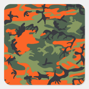 Pegatina Cuadrada Camo de caza naranja