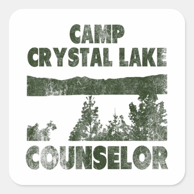 Pegatina Cuadrada Camp Crystal Lake Counselor Halloween humorous (Anverso)