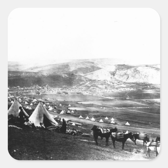 Pegatina Cuadrada Campamento aliado, Crimea, c.1855 (Anverso)
