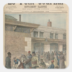 Pegatina Cuadrada Campamento de refugiados judío