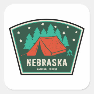 Pegatina Cuadrada Campamento en el Bosque Nacional de Nebraska