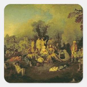 Pegatina Cuadrada Campamento gitano