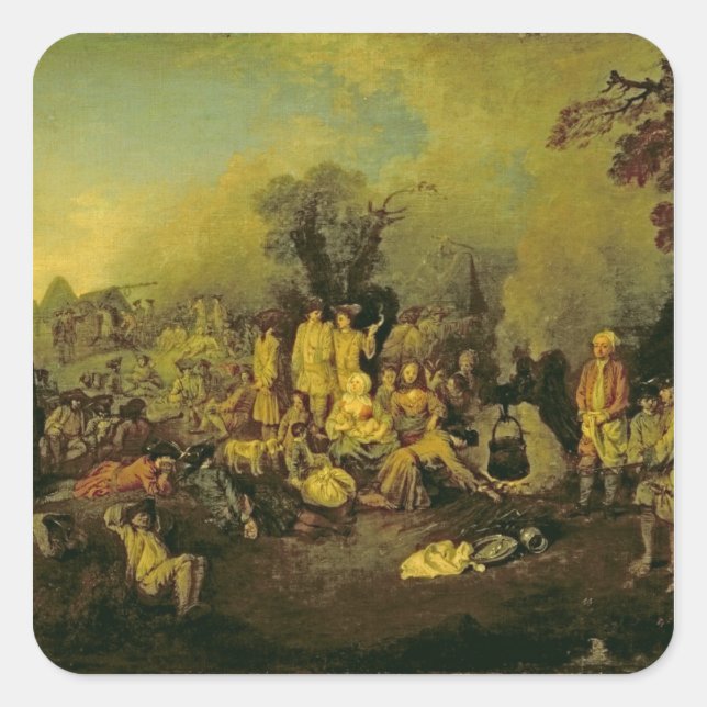 Pegatina Cuadrada Campamento gitano (Anverso)