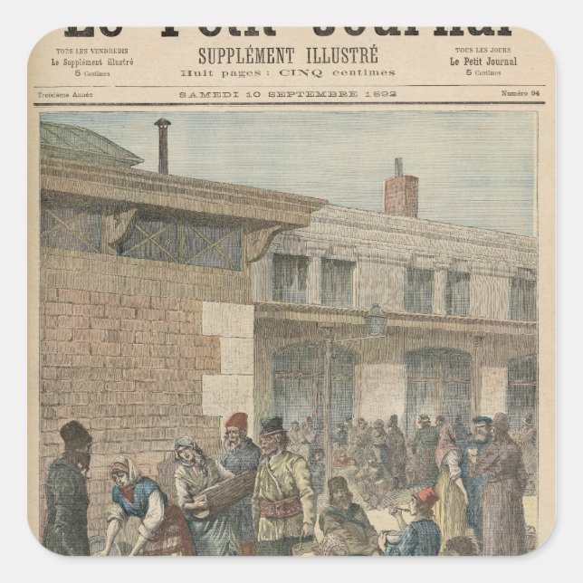 Pegatina Cuadrada Campamento judío de refugiados (Anverso)