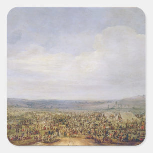 Pegatina Cuadrada Campamento militar