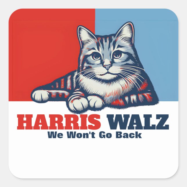 Pegatina Cuadrada Campaña Harris Walz (Anverso)