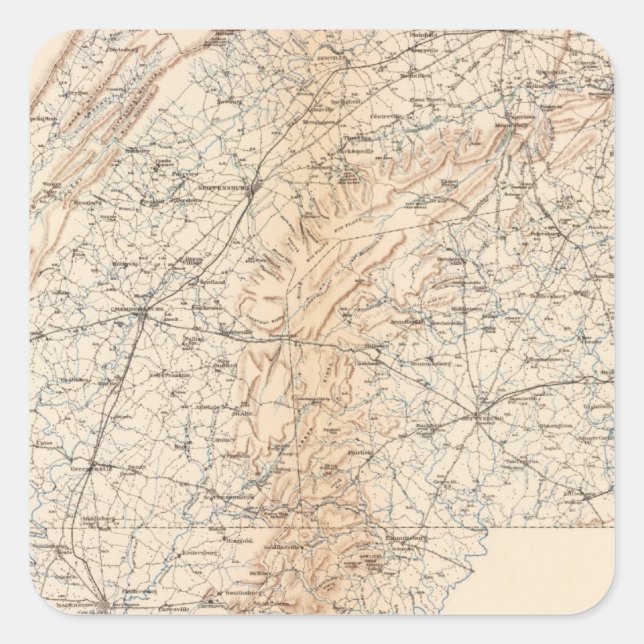 Pegatina Cuadrada Campaña por Gettysburg (Anverso)