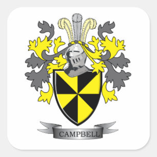 Pegatina Cuadrada Campbell Familia Crest Escudo de brazos