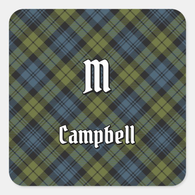 Pegatina Cuadrada Campbell Tartan (Anverso)