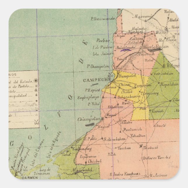 Pegatina Cuadrada Campeche, México (Anverso)