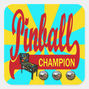 Pegatina Cuadrada Campeón del pinball