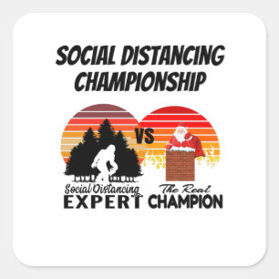 Pegatina Cuadrada Campeonato de Distancia Social - Yeti