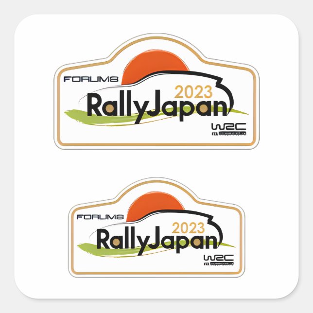 Pegatina Cuadrada Campeonato japonés de motociclismo de Rally WRC (Anverso)