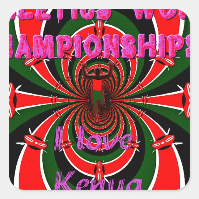 Pegatina Cuadrada Campeonato Mundial de Atletismo de Kenia: Bandera  (Anverso)