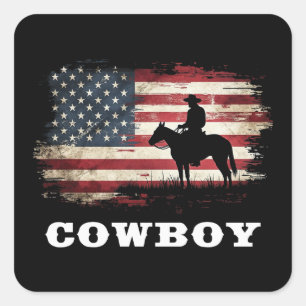 Pegatina Cuadrada Campeones del Oeste Rodeo Rodeo Sur de Cowboy