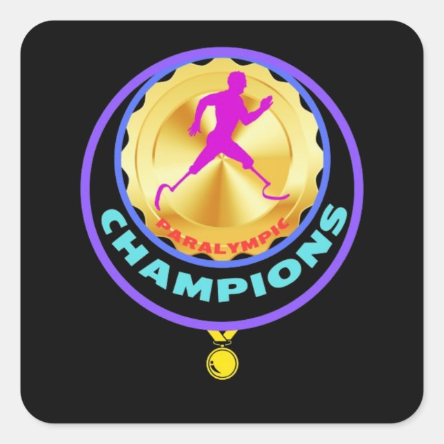 Pegatina Cuadrada Campeones paralímpicos (Anverso)