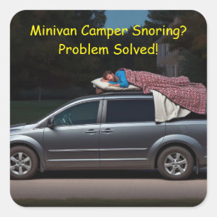Pegatina Cuadrada ¿Camper Snoring en Minivan? Problema resuelto