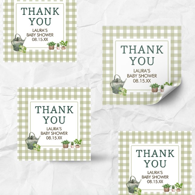 Pegatina Cuadrada Campesinos cultivados localmente comercializan Bab (Green Farmers Market Locally Grown Baby Shower Square Sticker)