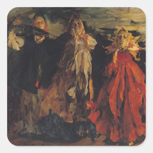 Pegatina Cuadrada Campesinos rusos, 1902 (Anverso)