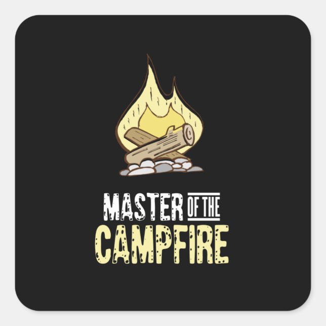 Pegatina Cuadrada Campfire Camping (Anverso)