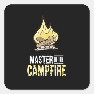 Pegatina Cuadrada Campfire Camping