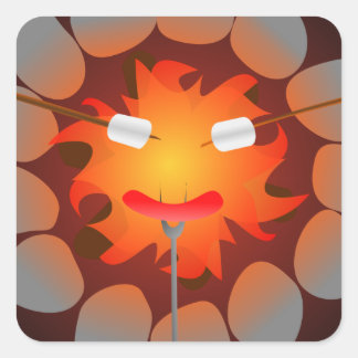 Pegatina Cuadrada Campfire de campamento
