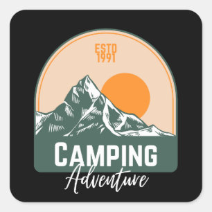Pegatina Cuadrada Camping Adventure