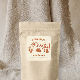 Pegatina Cuadrada Camping Baby Shower Little Camper Woodland