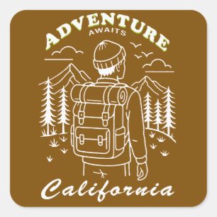 Pegatina Cuadrada camping - California