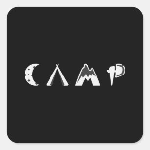 Pegatina Cuadrada Camping Camper Camp Campfire Idea divertida de reg