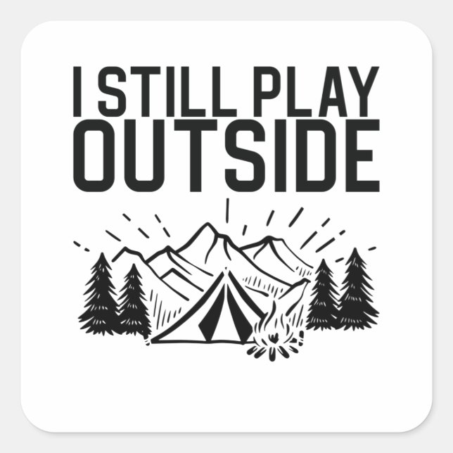 Pegatina Cuadrada Camping Campfire (Anverso)