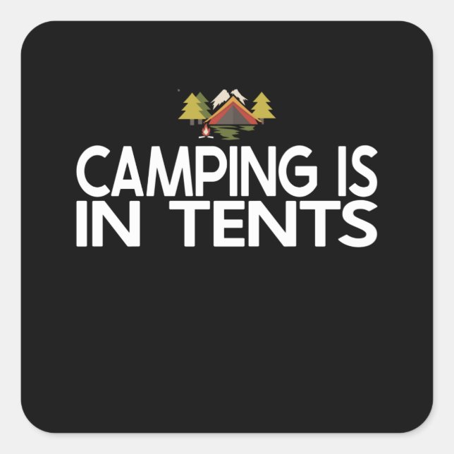 Pegatina Cuadrada Camping - Camping en tiendas (Anverso)