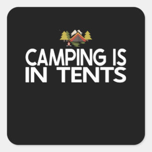 Pegatina Cuadrada Camping - Camping en tiendas