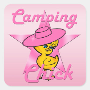 Pegatina Cuadrada Camping Chick #8